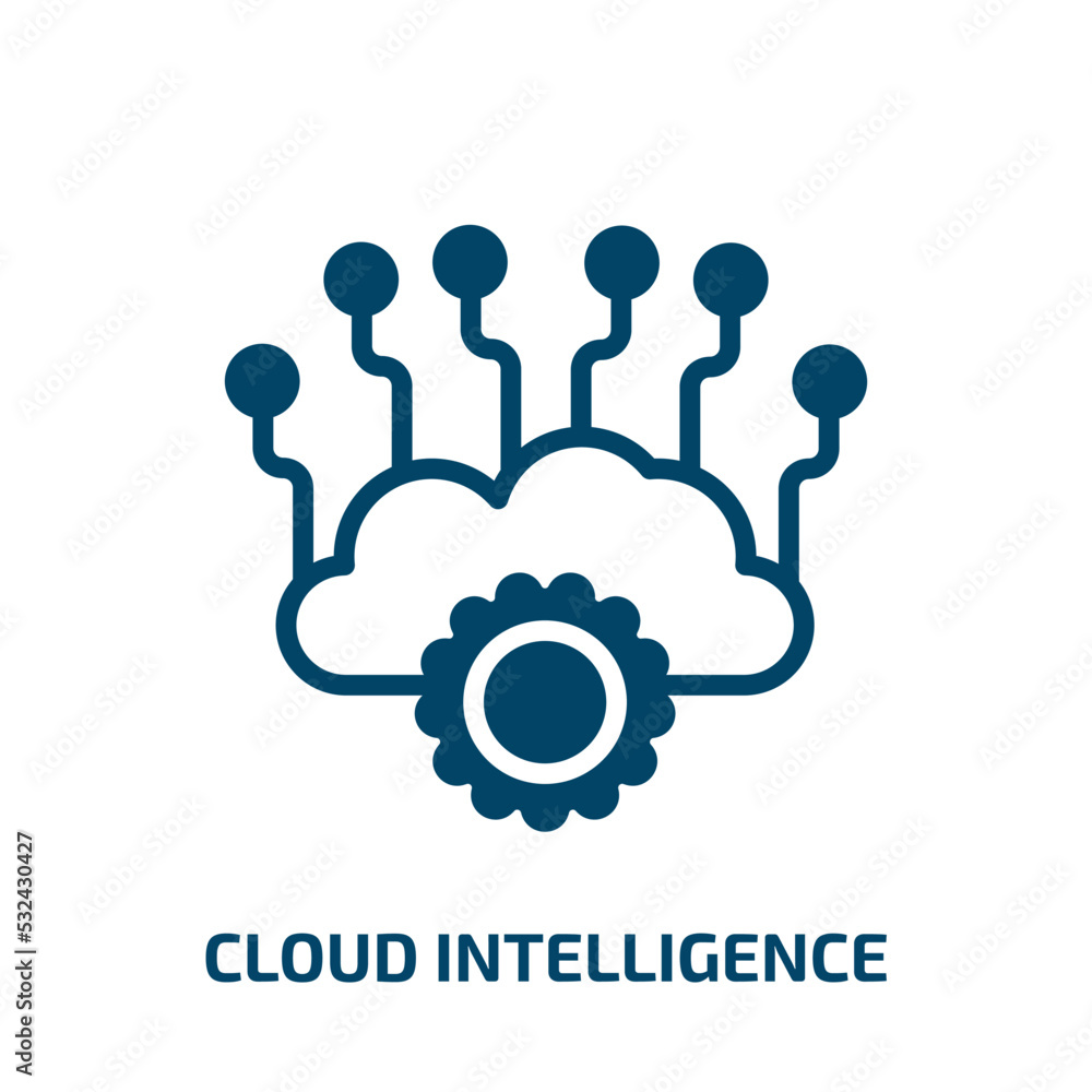 Poster cloud intelligence icon from artificial intellegence and future technology collection. filled cloud 