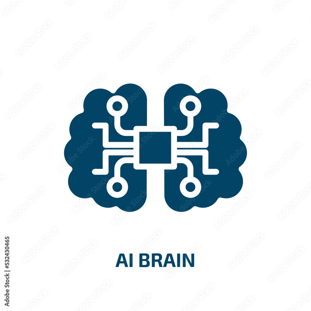 Poster ai brain icon from artificial intellegence and future technology collection. filled ai brain, techno