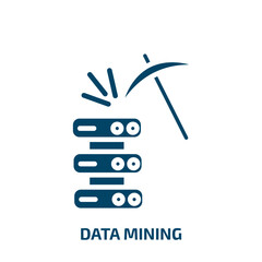 data mining icon from artificial intellegence and future technology collection. Filled data mining, network, technology glyph icons isolated on white background. Black vector data mining sign, symbol