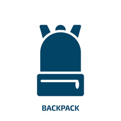 backpack icon from army and war collection. Filled backpack, education, school glyph icons isolated on white background. Black vector backpack sign, symbol for web design and mobile apps