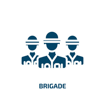 brigade icon from army and war collection. Filled brigade, emergency, safety glyph icons isolated on white background. Black vector brigade sign, symbol for web design and mobile apps