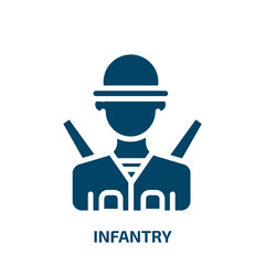 infantry icon from army and war collection. Filled infantry, military, war glyph icons isolated on white background. Black vector infantry sign, symbol for web design and mobile apps