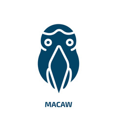 macaw icon from animals collection. Filled macaw, bird, animal glyph icons isolated on white background. Black vector macaw sign, symbol for web design and mobile apps