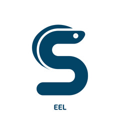 eel icon from animals collection. Filled eel, sea, fish glyph icons isolated on white background. Black vector eel sign, symbol for web design and mobile apps