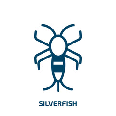 silverfish icon from animals collection. Filled silverfish, pest, control glyph icons isolated on white background. Black vector silverfish sign, symbol for web design and mobile apps