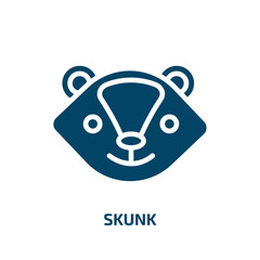 skunk icon from animals collection. Filled skunk, animal, zoo glyph icons isolated on white background. Black vector skunk sign, symbol for web design and mobile apps
