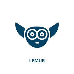lemur icon from animals collection. Filled lemur, nature, animal glyph icons isolated on white background. Black vector lemur sign, symbol for web design and mobile apps