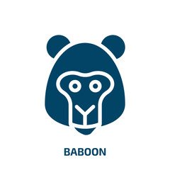 baboon icon from animals collection. Filled baboon, animal, mammal glyph icons isolated on white background. Black vector baboon sign, symbol for web design and mobile apps