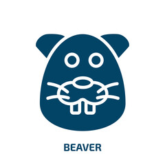 beaver icon from animals collection. Filled beaver, animal, fox glyph icons isolated on white background. Black vector beaver sign, symbol for web design and mobile apps
