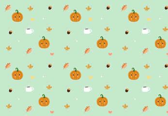 Pattern background with pumpkin and coffee