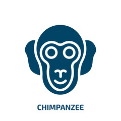chimpanzee icon from animals collection. Filled chimpanzee, mascot, cute glyph icons isolated on white background. Black vector chimpanzee sign, symbol for web design and mobile apps
