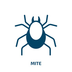 mite icon from animals collection. Filled mite, insect, bug glyph icons isolated on white background. Black vector mite sign, symbol for web design and mobile apps