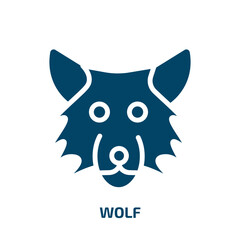 wolf icon from animals collection. Filled wolf, wildlife, animal glyph icons isolated on white background. Black vector wolf sign, symbol for web design and mobile apps