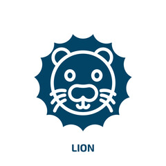 lion icon from animals collection. Filled lion, animal, head glyph icons isolated on white background. Black vector lion sign, symbol for web design and mobile apps