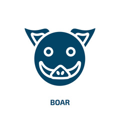 boar icon from animals collection. Filled boar, animal, wild glyph icons isolated on white background. Black vector boar sign, symbol for web design and mobile apps
