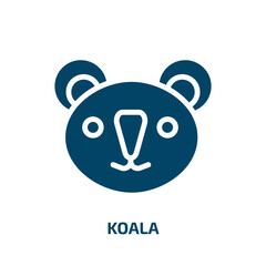 koala icon from animals collection. Filled koala, cute, animal glyph icons isolated on white background. Black vector koala sign, symbol for web design and mobile apps