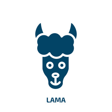 lama icon from animals collection. Filled lama, animal, cartoon glyph icons isolated on white background. Black vector lama sign, symbol for web design and mobile apps
