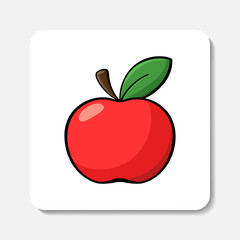 Apple flat icon. Stylized flat colorful vector drawing with black outline. Best for web, print, package, advertising, logo creating and branding design.