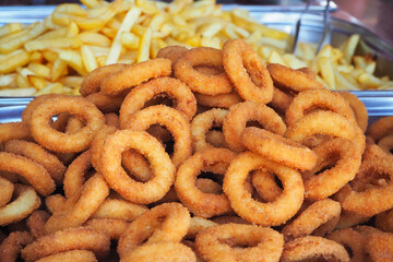 Street food, deep fried onion rings