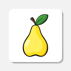 Pear flat icon. Stylized flat colorful vector drawing with black outline. Best for web, print, package, advertising, logo creating and branding design.