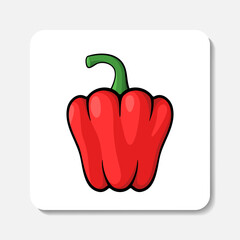 Paprika flat icon. Stylized flat colorful vector drawing with black outline. Best for web, print, package, advertising, logo creating and branding design.