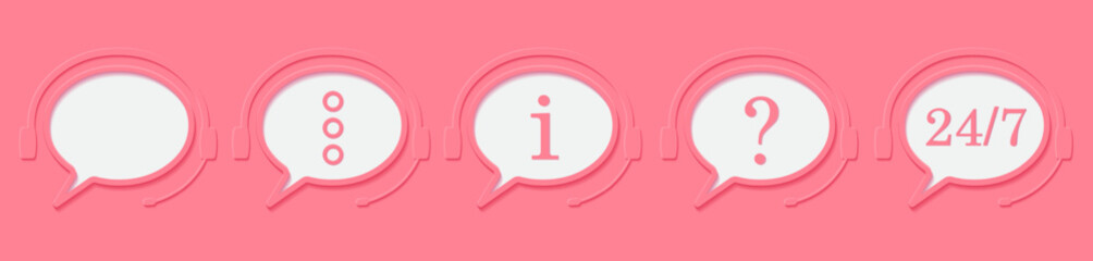 Customer Support Service. Chat vector icons. Call center symbols. Headset symbols. Hotline concept. Vector illustration
