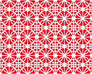 Abstract Red seamless repeat pattern flat style Ornament geometric squares design with motif BG