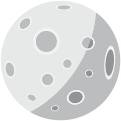 Flat moon icon. Full moon with craters simple illustration.