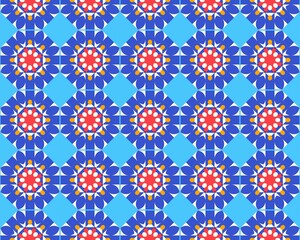 Geometric seamless abstract fabric Design with multicolor Pattern native tribal symmetrical Perfect