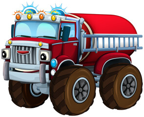 cartoon fireman car truck offroad isolated illustration for children © honeyflavour