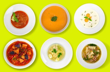 Food concept with a set of different tasty dishes