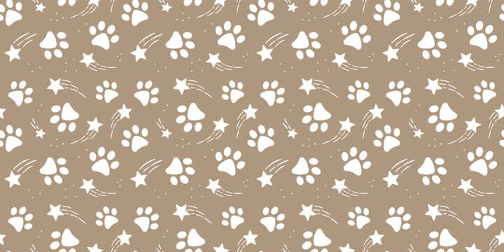 Brown paw wallpaper, seamless repeat pattern