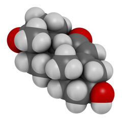 7-Ketodehydroepiandrosterone or 7-keto-DHEA molecule, 3D rendering.