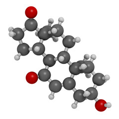 7-Ketodehydroepiandrosterone or 7-keto-DHEA molecule, 3D rendering.