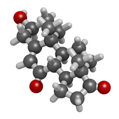 7-Ketodehydroepiandrosterone or 7-keto-DHEA molecule, 3D rendering.