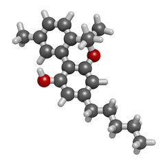 Cannabinol or CBN cannabinoid molecule, 3D rendering.