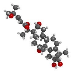 Cucurbitacin D bitter molecule, 3D rendering.