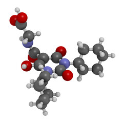 Daprodustat drug molecule (HIF prolyl-hydroxylase inhibitor), 3D rendering.