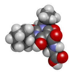 Daprodustat drug molecule (HIF prolyl-hydroxylase inhibitor), 3D rendering.