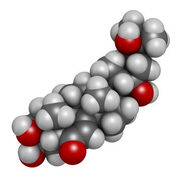 Ecdysone insect molting prohormone, 3D rendering.