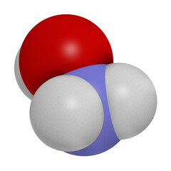 Hydroxylamine molecule, 3D rendering.