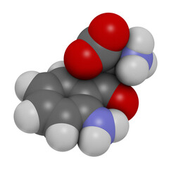 Kynurenine molecule, 3D rendering.