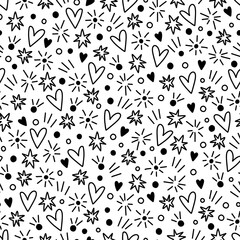 Seamless endless pattern with doodle-style birthday celebration attributes