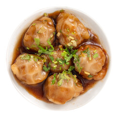Bawan (Ba wan), Taiwanese meatball delicious street food isolated on white bakcground.