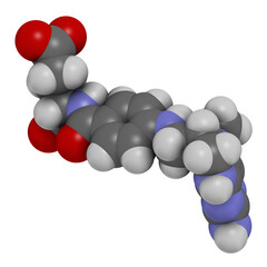 Levomefolic acid or 5-methyltetrahydrofolate molecule, 3D rendering.