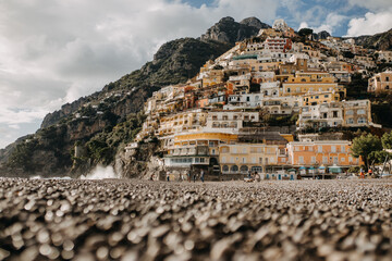 view from Positano beach in October