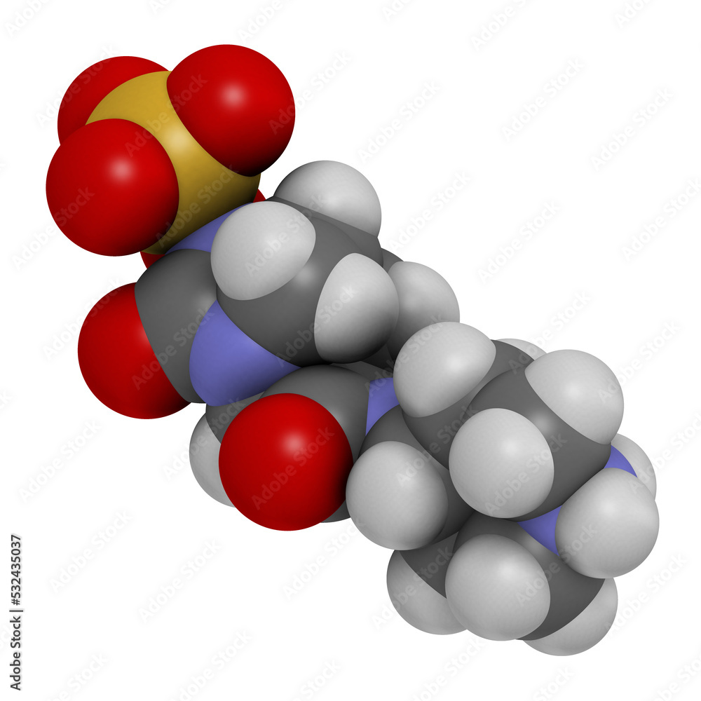 Poster relebactam drug molecule. beta-lactamase inhibitor that is adminstered with beta-lactam antibiotics,