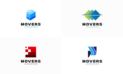 Set of House Mover Logo Template Design Vector, Logistic Express logo designs template vector