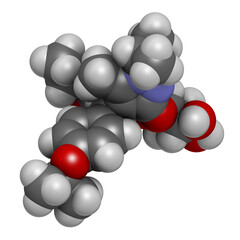 Remogliflozin etabonate drug molecule, 3D rendering.