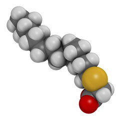 Tetradecylthioacetic acid molecule, 3D rendering.